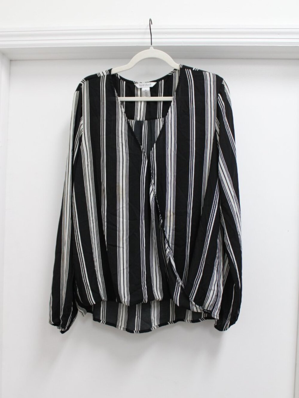 White House Black Market Striped Surplice Blouse XL